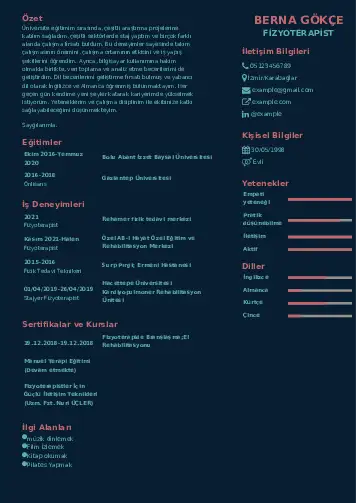 Fizyoterapist Cv Örnekleri cv indir